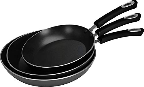 KICHLY Juego de sartén Antiadherente - Fondo de inducción de 3 Piezas - 8 Pulgadas, 9.5 Pulgadas y 11 Pulgadas