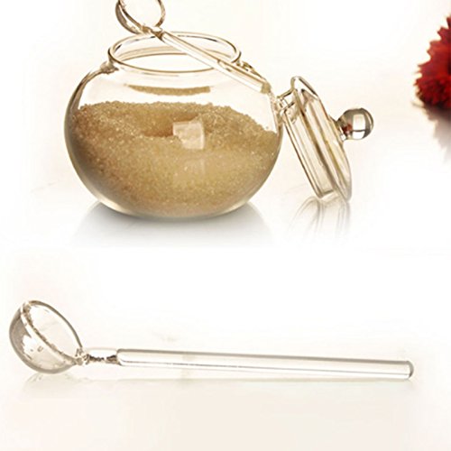 Kicode Cristal transparente hogar 250ml Jarra de vidrio Caramelo especia Cilindro Cocinar Spicing Sugar Bowl