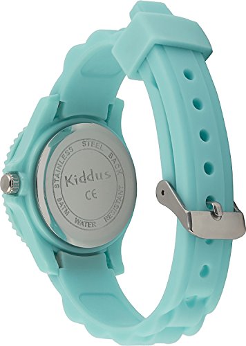 KIDDUS Sporty Reloj Sumergible para niña, niño. Analógico, de Pulsera en Silicona Suave. con Ejercicios Time Teacher para Aprender Las Horas. Mecanismo de Cuarzo japonés. KI10112 Turquesa