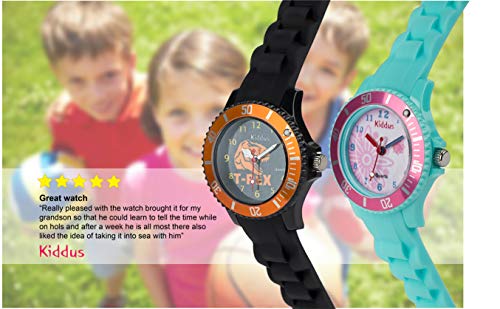 KIDDUS Sporty Reloj Sumergible para niña, niño. Analógico, de Pulsera en Silicona Suave. con Ejercicios Time Teacher para Aprender Las Horas. Mecanismo de Cuarzo japonés. KI10112 Turquesa