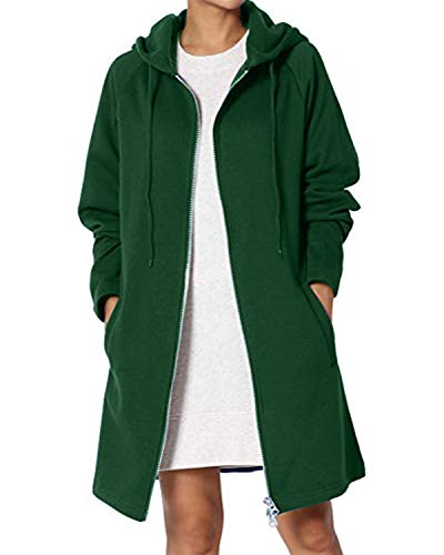 Kidsform Sudadera con Capucha para Mujer Sudadera con Capucha de Otoño Sudadera con Bolsillo Hoodie D-Verde S