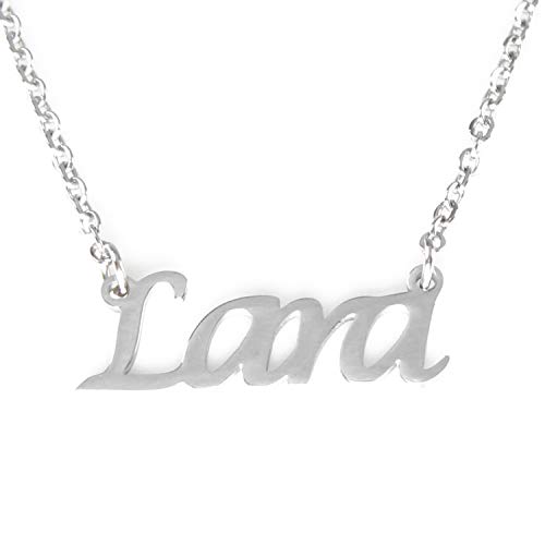 Kigu Lara Collar con Nombre - Tono Plateado Personalizado - Cadena Ajustable
