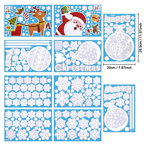 Kiiwah Pegatina Ventanas de Navidad Calcomanías Ventanas de Santa Claus Rudolph Copo de Nieve para Decoración para Navidad