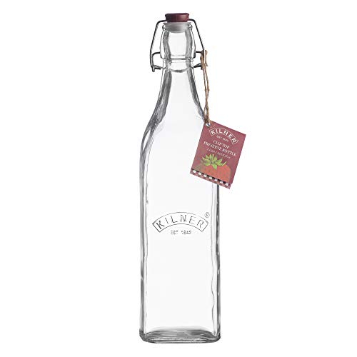 Kilner - Botella vintage, vidrio, Transparente, 8.1999999999999993 x 8.1999999999999993 x 31.8 cm