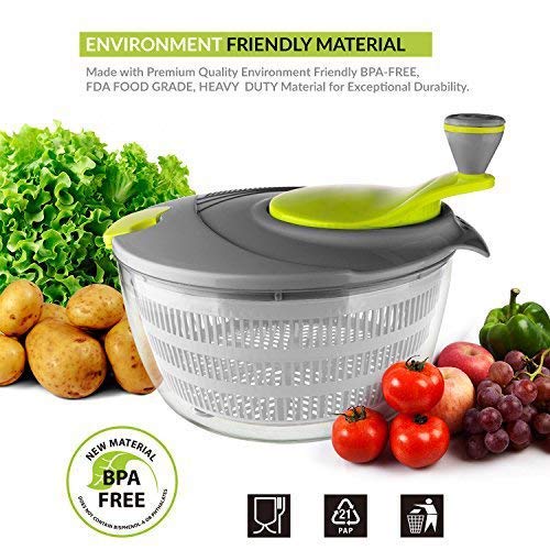 Kilokelvin El plastico Spinner de ensalada de cocina 4 Litros Secador rápido de verduras-Libre de BPA