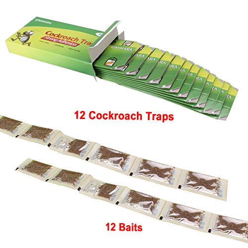 Kimimara Cucaracha Trampas, 12 Pcs Trampas para cucarachas con Cebo Incluido, para el Control de Plagas en el Hogar Matar Cucarachas Hormigas Arañas y Otros Insectos