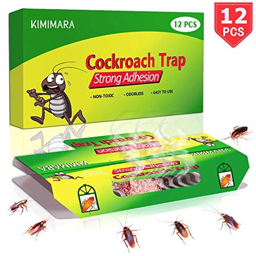 Kimimara Cucaracha Trampas, 12 Pcs Trampas para cucarachas con Cebo Incluido, para el Control de Plagas en el Hogar Matar Cucarachas Hormigas Arañas y Otros Insectos