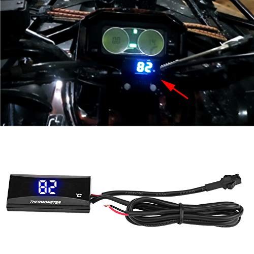 KIMISS Termómetro digital para motocicleta - Instrumento de termómetro digital - Medidor de temperatura del agua con Luz azul indicador
