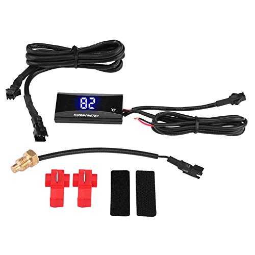 KIMISS Termómetro digital para motocicleta - Instrumento de termómetro digital - Medidor de temperatura del agua con Luz azul indicador