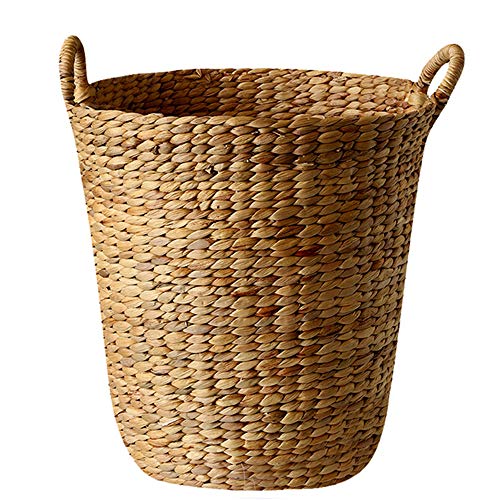 Kimmyer Esenciales para el hogar Grande, Canasta de Almacenamiento de Jacinto de Agua Natural con Asas Trenzadas, Contenedor de Almacenamiento, Canasta, Artesanía y Manualidades, Beige