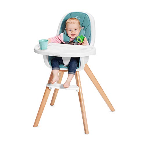 Kinderkraft Trona Bebé TIXI, Silla Alta, Ergonómica, Ajustable, Segura, Turquesa