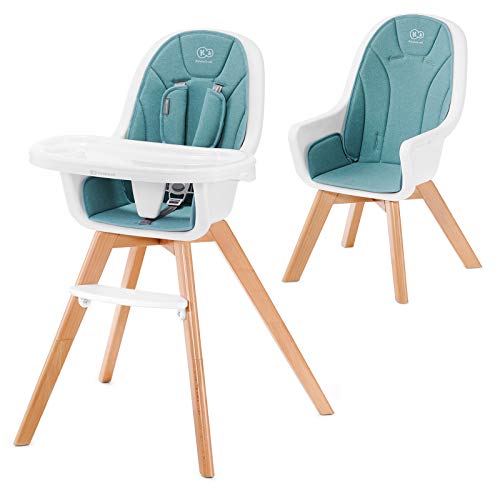 Kinderkraft Trona Bebé TIXI, Silla Alta, Ergonómica, Ajustable, Segura, Turquesa