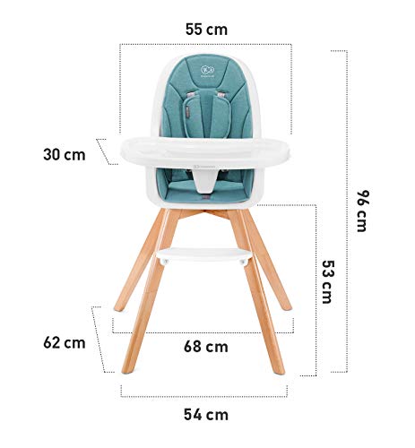 Kinderkraft Trona Bebé TIXI, Silla Alta, Ergonómica, Ajustable, Segura, Turquesa