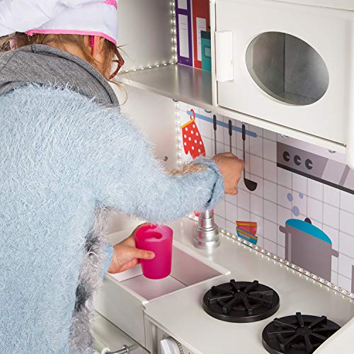 Kinderplay Grande Cocina de Madera, Cocina de Juguete de Madera - con Accesorios, luz y Sonido GS0053