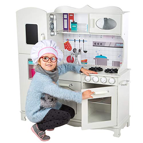Kinderplay Grande Cocina de Madera, Cocina de Juguete de Madera - con Accesorios, luz y Sonido GS0053