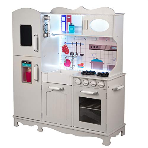 Kinderplay Grande Cocina de Madera, Cocina de Juguete de Madera - con Accesorios, luz y Sonido GS0053