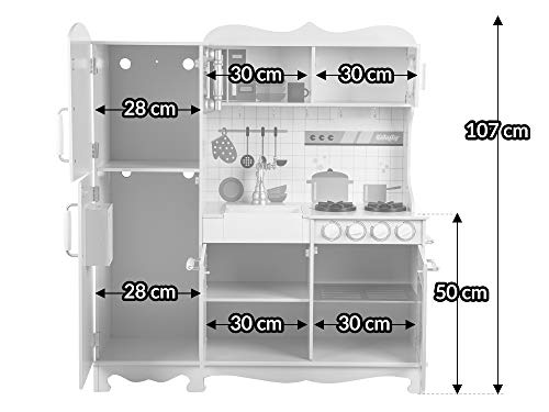 Kinderplay Grande Cocina de Madera, Cocina de Juguete de Madera - con Accesorios, luz y Sonido GS0053