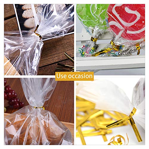 KINDOYO Dorado Torsion de Corbata - 800 Piezas Alambre Decorativo para Bolsa de Dulce Piruleta Caramelo, 15cmx4mm