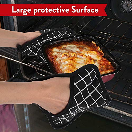 KINDPMA 2pcs Agarradores Horno de Algodón y Lienzo Resistentes al Calor Posavasos Dobles Agarraderas Horno Almohadillas Posavasos para cocinar Hornear Asar Barbacoa Microondas