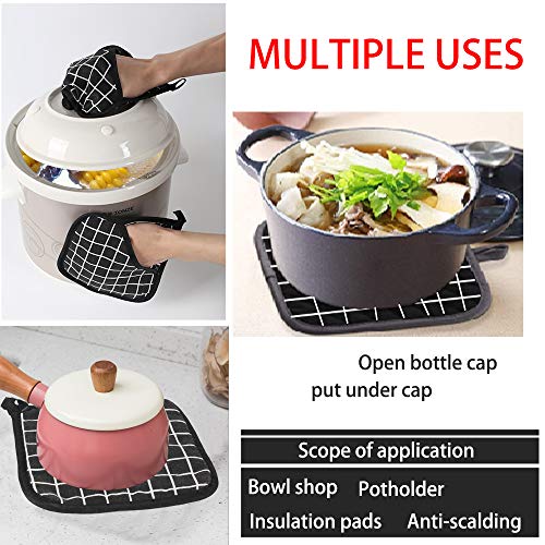 KINDPMA 2pcs Agarradores Horno de Algodón y Lienzo Resistentes al Calor Posavasos Dobles Agarraderas Horno Almohadillas Posavasos para cocinar Hornear Asar Barbacoa Microondas