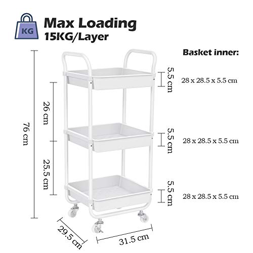 kingrack Carrito de Almacenamiento, Carro de Cocina, Carro de organización con Ruedas, Carro de Utilidad, Carretilla rodante, estantería, Estante de Almacenamiento