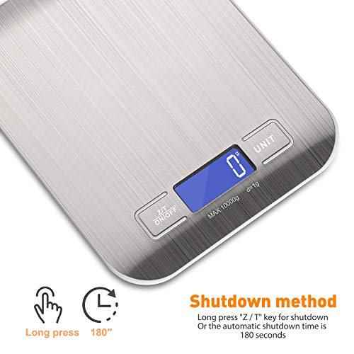KINLO Función Tara Mini Básculas de Cocina 【Ofer.ta Limitada】 de Acero Inoxidable 1g a 10kg con LCD Pantalla Electrónica Inteligente Impermable Balanza Electrónica Escala de Comida