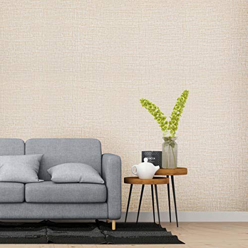 KINLO Imagen Tela de Lino Papel Pintado Adhesivo Impermeable, Pegatina Autoadhesiva de PVC para Decorar Pared Muebles Aparador Habitación, a Prueba de Agua de Moho, 0.61 * 5M per Rollo