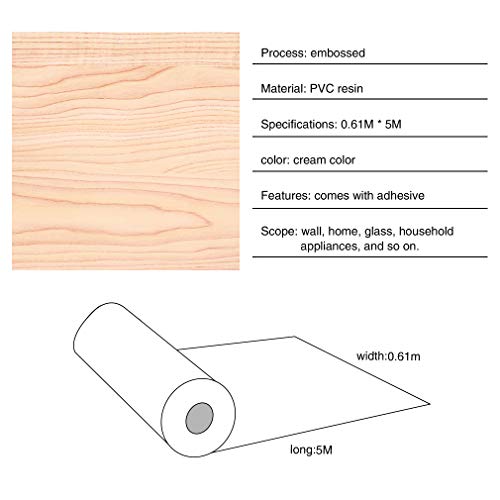 KINLO Pegatina de Mueble de Madera Ropa 0,61 * 5M Autoadhesivo Papel Pintado Impermeable para Muebles/Cocina/Baño Color (1 Rollo, Madera 1)