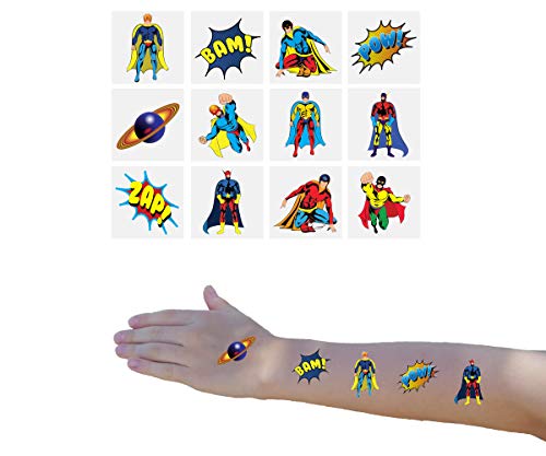 KINPARTY ® - Regalos de Superhéroe para niños – Pegatinas – Tatuajes – Aviones – Máscaras de Goma EVA - Para fiestas de cumpleaños, fiestas de Superhéroes, fiestas de verano, relleno de piñatas