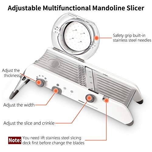 Kintty Cortadora Mandolina, Mandolina Cortadora de Verduras Ajustable 3 en 1, Cortador Julienne Slicer para Alimentos, Frutas y Verduras