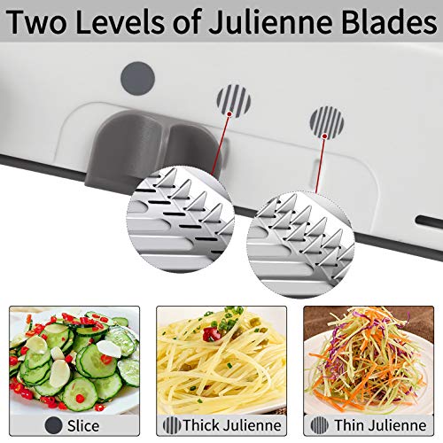 Kintty Cortadora Mandolina, Mandolina Cortadora de Verduras Ajustable 3 en 1, Cortador Julienne Slicer para Alimentos, Frutas y Verduras