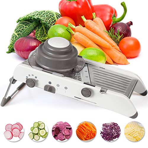 Kintty Cortadora Mandolina, Mandolina Cortadora de Verduras Ajustable 3 en 1, Cortador Julienne Slicer para Alimentos, Frutas y Verduras