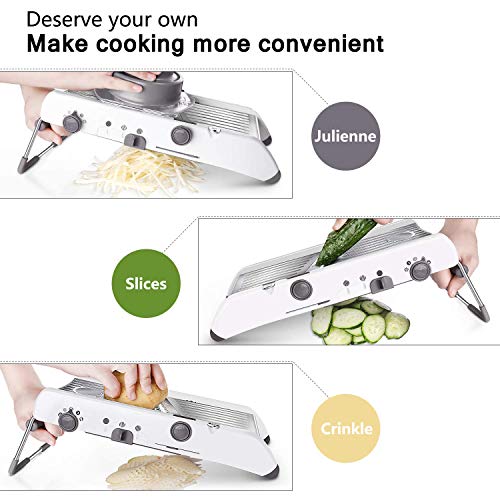 Kintty Cortadora Mandolina, Mandolina Cortadora de Verduras Ajustable 3 en 1, Cortador Julienne Slicer para Alimentos, Frutas y Verduras