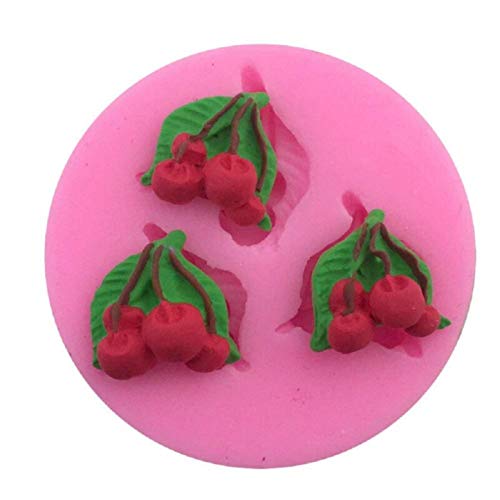 KIRALOVE Molde de Silicona - panqueque - 3 Cerezas - Uso alimentario - Pasta de azúcar - Fondant - Pasteles de Magdalenas - hágalo Usted Mismo - Decoraciones - Idea de Regalo - Hobby - Cocina