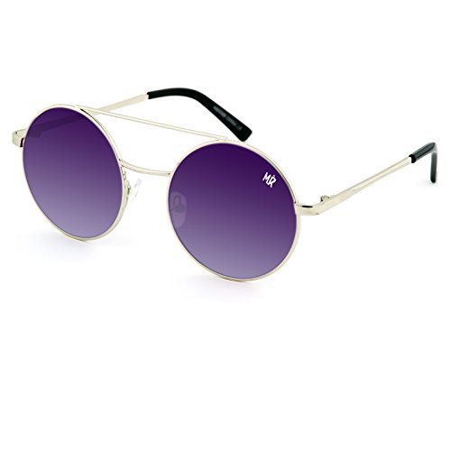 KISS Gafas de sol MyRetro PREMIUM mod. VICTORY - hombre mujer REDONDO fashion vintage CULT - PLATA/Violeta Ahumado