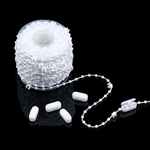 Kissral Accesorios para Persianas Verticales, 2 Listones de Pesas(89 mm Lamas de Repuesto), 10 m Cadena para Persianas Verticales, 10 Conectores de Cadena, Accesorios de Plástico para Cortinas, Blanco