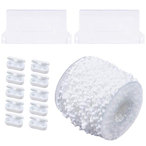 Kissral Accesorios para Persianas Verticales, 2 Listones de Pesas(89 mm Lamas de Repuesto), 10 m Cadena para Persianas Verticales, 10 Conectores de Cadena, Accesorios de Plástico para Cortinas, Blanco