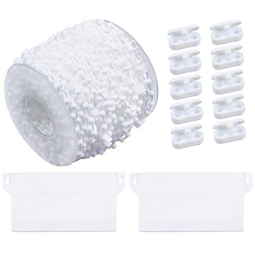 Kissral Accesorios para Persianas Verticales, 2 Listones de Pesas(89 mm Lamas de Repuesto), 10 m Cadena para Persianas Verticales, 10 Conectores de Cadena, Accesorios de Plástico para Cortinas, Blanco