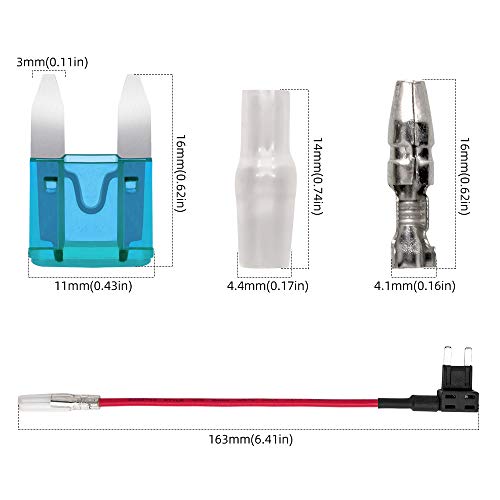 Kit de 100pcs Mini Fusibles Planos Mezclado (2A 3A 5A 7.5A 10A 15A 20A 25A 30A 35A) con 5pcs Portafusible con Hilo In-Line, Cuchilla Estilo Adaptador Cable Fusible, Add-A-Circuit Fusible Titular