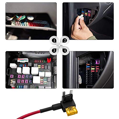 Kit de 100pcs Mini Fusibles Planos Mezclado (2A 3A 5A 7.5A 10A 15A 20A 25A 30A 35A) con 5pcs Portafusible con Hilo In-Line, Cuchilla Estilo Adaptador Cable Fusible, Add-A-Circuit Fusible Titular