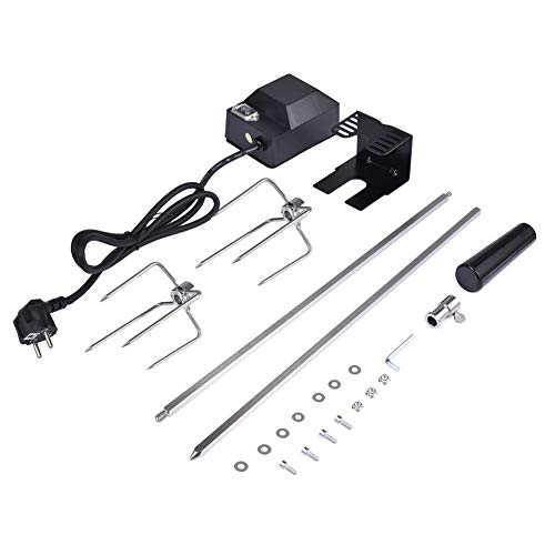 Kit de asador, Kit de asador eléctrico Universal de Acero Inoxidable para Barbacoa, Juego de asador con Motor, Varilla de Asar y Tenedor para Asar incluidos