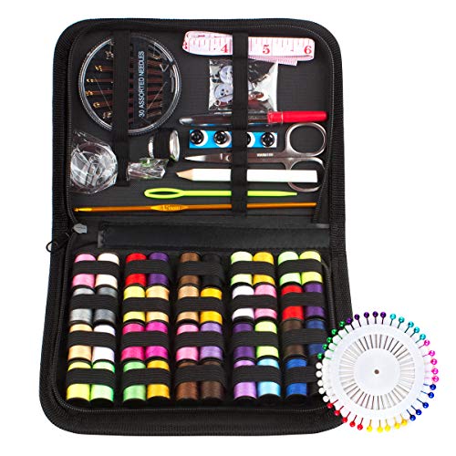 Kit de Costura con 128 piezas Accesorios de Costura y Bolsa de Transporte Set de Costura Portátil Basico Kit Coser Profesional para Sastre,Familia,Principiante,Hogar,Viajes
