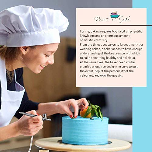 Kit de decoración para tortas con 16 colores y limpiador de alimentos para aerógrafo, funda de transporte, rueda de color, olla de limpieza y 10 plantillas de decoración redistribuibles