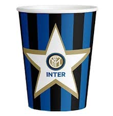 Kit de mesa Inter con vela para tarta y globos, platos, vasos, servilletas y mantel