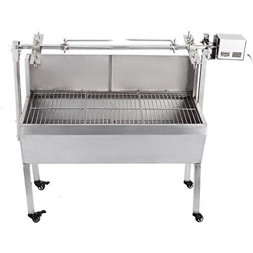 Kit de Parrilla eléctrica automática para Barbacoa BBQ Electrico Rotisserie Kit en Carbón para Acampar al Aire Libre Kit de asador Automatico Acero Inoxidable Altura Ajustable 15 W 50-70 kg