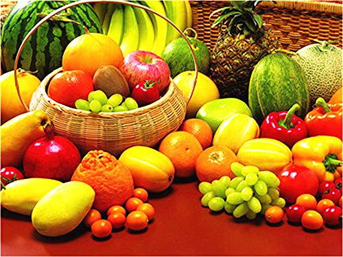 Kit de pintura al óleo por número para adultos principiantes, 40 x 50 cm, fruta orgánica, dibujo con pinceles, decoración de Navidad, regalos Frame
