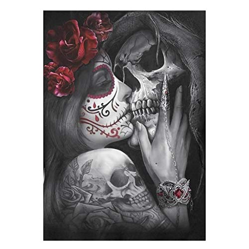 Kit de pintura con diamantes 5D cristales para manualidades kit de pintura de diamante 5d cuadros de skull amor punto de cruz diamond painting decoración del hogar, decoracion pared salon 30 x 40 cm