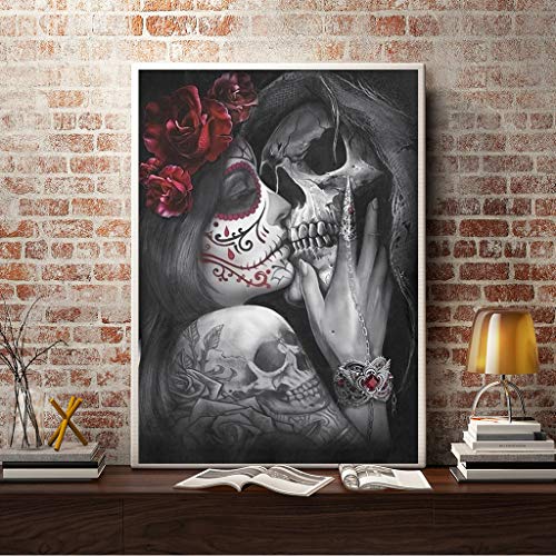 Kit de pintura con diamantes 5D cristales para manualidades kit de pintura de diamante 5d cuadros de skull amor punto de cruz diamond painting decoración del hogar, decoracion pared salon 30 x 40 cm