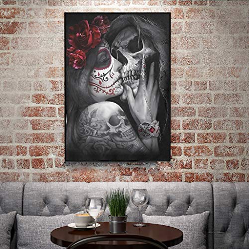 Kit de pintura con diamantes 5D cristales para manualidades kit de pintura de diamante 5d cuadros de skull amor punto de cruz diamond painting decoración del hogar, decoracion pared salon 30 x 40 cm