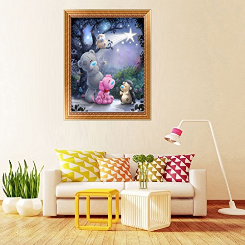 Kit de pintura de diamante 5D de Numbers Teddy Animals DIY painting disney, Crystal Rhinestone de punto de cruz bordado artes manualidades suministros para decoración de la pared del hogar 30x30 cm
